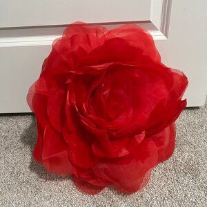 Red Rose Flower Throw Accent Pillow - 12 in